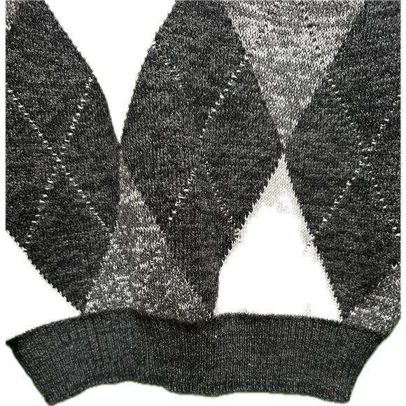 Rue21 Argyle Quarter-Zip Sweater Men’s Large Gray Black White Pullover - Picture 7 of 8